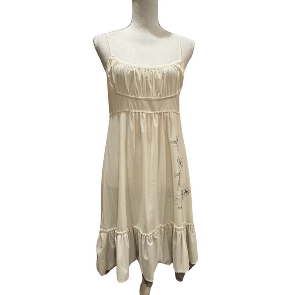 NWT Sun Light Paris Spaghetti Straps Ruffled Slip Dress. Large. Made in France. - Picture 2 of 11